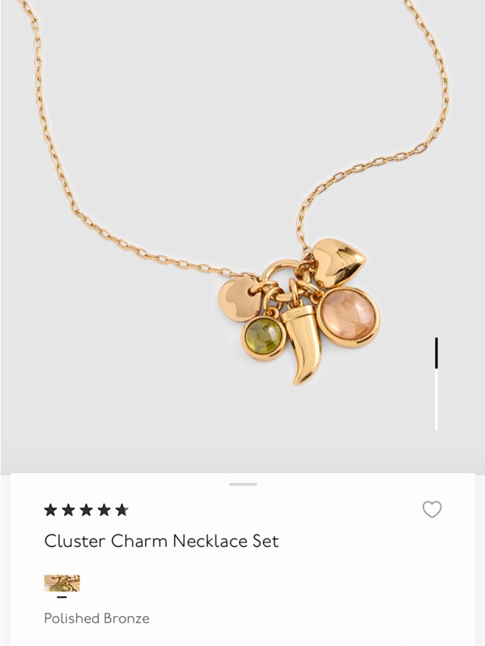Madewell Gold-Tone Cluster Charm Necklace with Green and Peach Stones